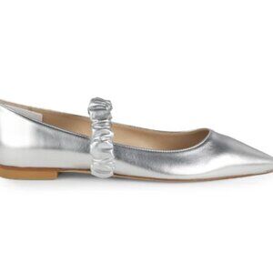 Stuart Weitzman Maxine Metallic Leather Ballet Flats Size 7.5 NWB (Tissue/Bag)